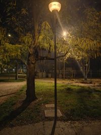 Illuminated street light at night