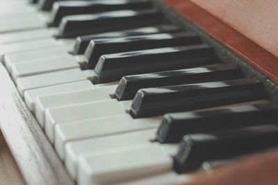 Close-up of piano keys