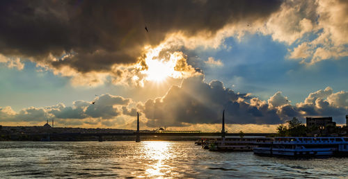 Scenic view of sea against sky during sunset