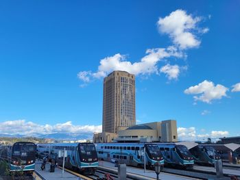 Union station against blue sky