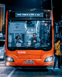 People working in bus