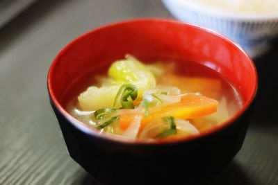 Close-up of soup in bowl