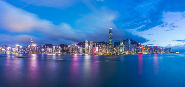 Victoria harbor view at night, hong kong