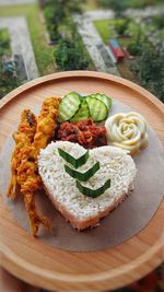 High angle view of food on table