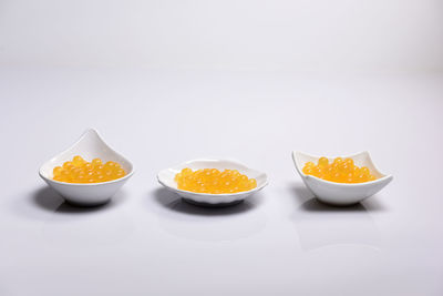 Close-up of food over white background