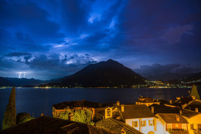 Panoramic view of sea against sky at night