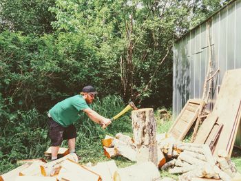 Man chopping wood