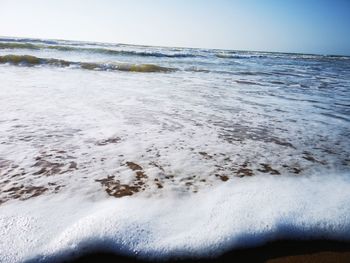 Scenic view of sea against clear sky