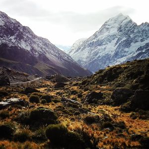 Scenic view of mountains against sky