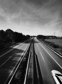 High angle view of highway against sky