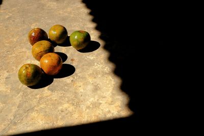 High angle view of fruits on table