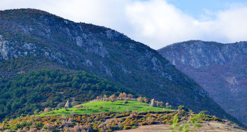 Scenic view of mountains against sky