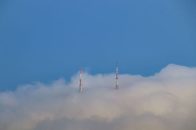 The tower above the clouds shows a rare situation.