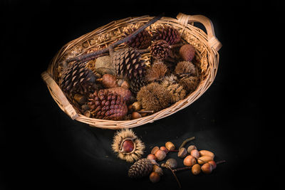 Close-up of flowers in basket