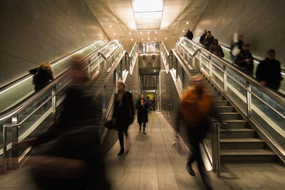 Blurred motion of people at subway station