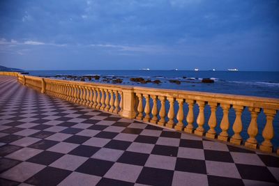 Scenic view of sea against blue sky