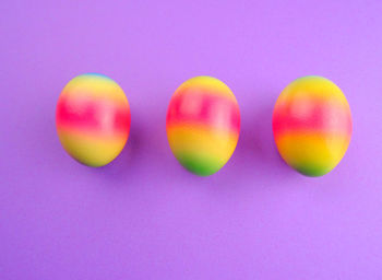 Directly above shot of multi colored candies on table