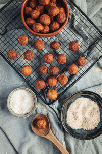 High angle view of food on table