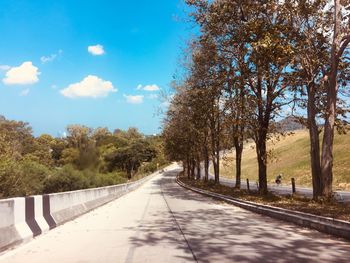 Road amidst trees against sky