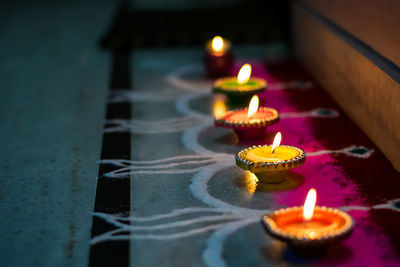 Close-up of lit candles