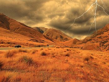 Scenic view of landscape against cloudy sky