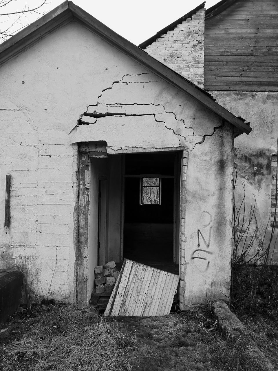 architecture, building, built structure, house, building exterior, abandoned, no people, entrance, door, day, wood - material, old, outdoors, nature, damaged, residential district, wall, window, spooky, open