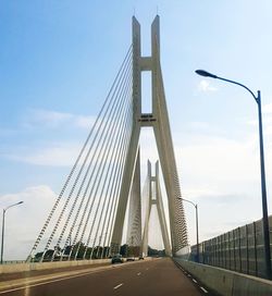 View of suspension bridge against sky