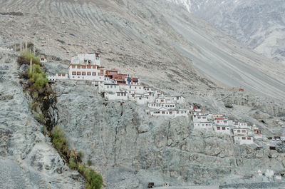 High angle view of buildings on mountain