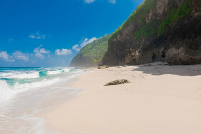 Scenic view of beach against sky