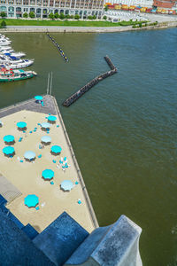 High angle view of pier over river