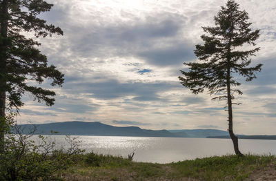 Scenic view of lake against sky