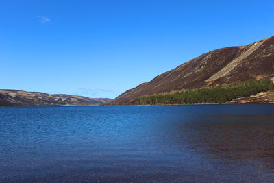 Scenic view of lake against clear blue sky