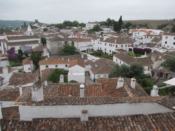 High angle view of townscape against sky