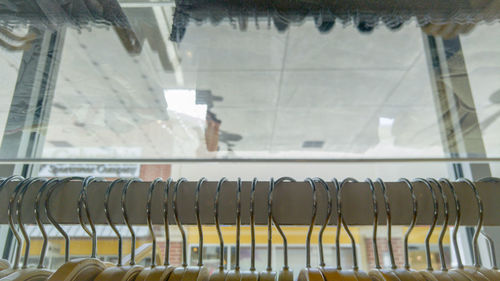 Close-up of clothing rack