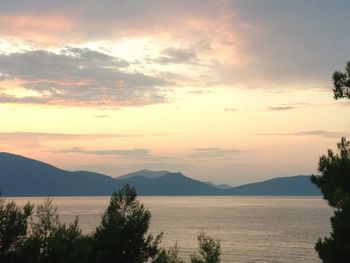 Scenic view of mountains at sunset