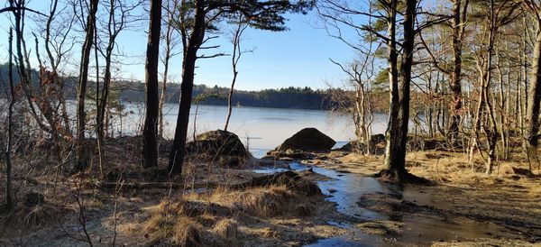 Scenic view of lake against sky