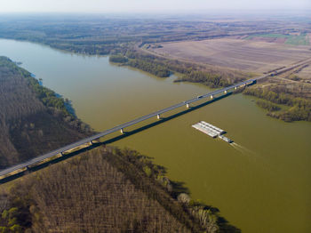 High angle view of river amidst landscape