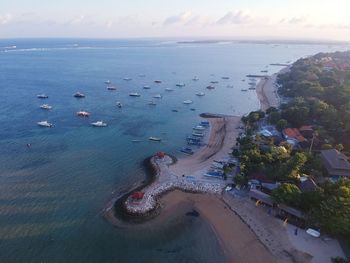 High angle view of beach against sky