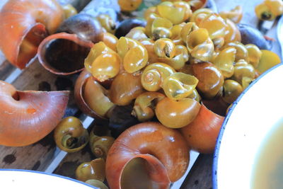 High angle view of fruits for sale in market