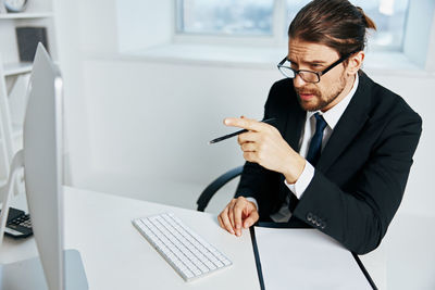 Businessman working at office