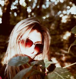 Portrait of woman wearing sunglasses