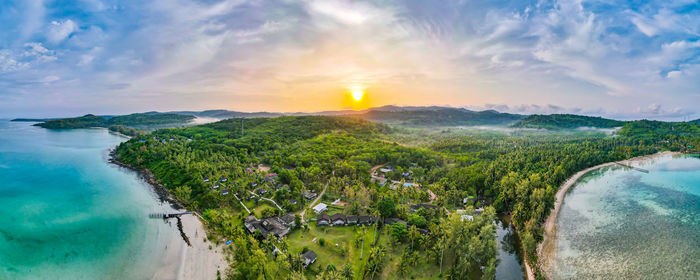 Panoramic view of landscape against sky during sunset