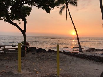 Scenic view of sea against sky at sunset