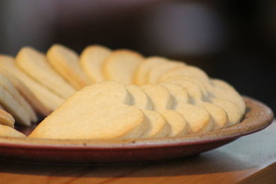 Close-up of cookies in plate