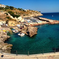 Scenic view of sea against blue sky