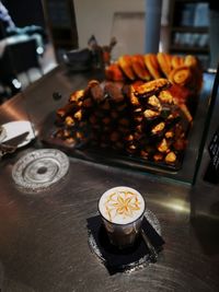 High angle view of food on table