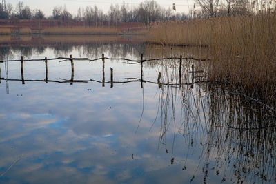 Scenic view of lake against sky