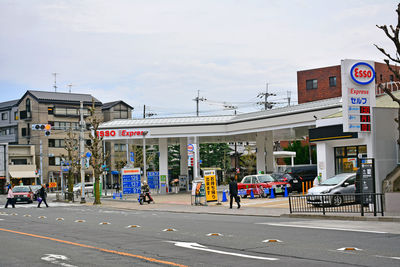 View of city street against sky