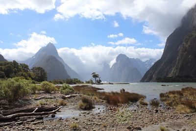 Scenic view of mountains against sky