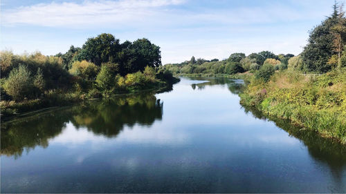 Scenic view of lake against sky